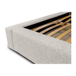 Lit coffre CERVIN – Tissu bouclé Nuage sablé – 160x200 cm – Sommier relevable – Design contemporain 