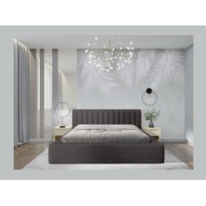 Lit coffre CERVIN – Velours doux Charbon minéral – 160x200 cm – Sommier relevable – Design contemporain