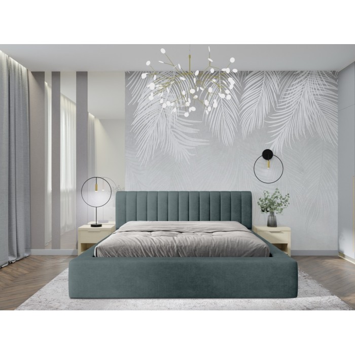 Lit coffre CERVIN – Velours doux Nuit émeraude – 160x200 cm – Sommier relevable – Design élégant