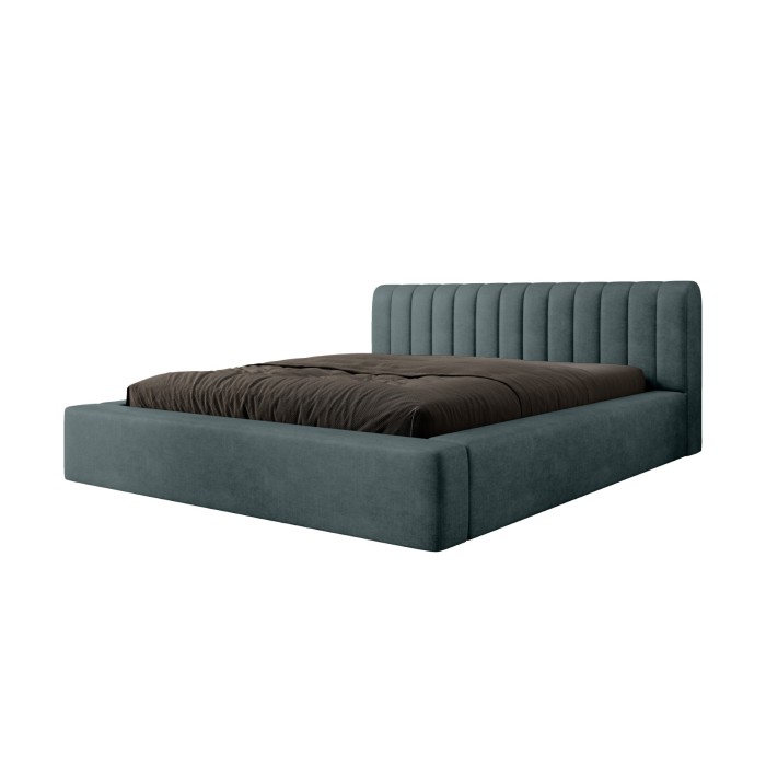 Lit coffre CERVIN – Velours doux Nuit émeraude – 160x200 cm – Sommier relevable – Design élégant 