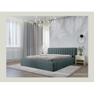 Lit coffre CERVIN – Velours doux Nuit émeraude – 160x200 cm – Sommier relevable – Design élégant 