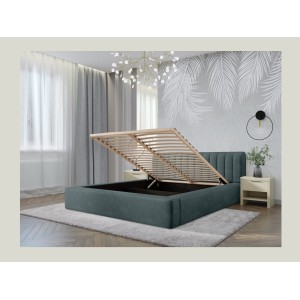 Lit coffre CERVIN – Velours doux Nuit émeraude – 160x200 cm – Sommier relevable – Design élégant 