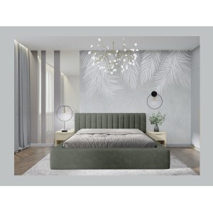 Lit coffre CERVIN – Velours doux Sauge Nocturne – 180x200 cm – Sommier relevable – Design élégant