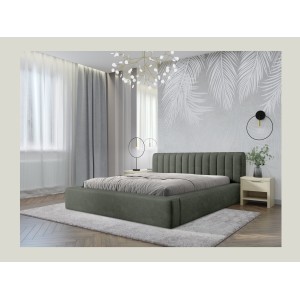 Lit coffre CERVIN – Velours doux Sauge Nocturne – 180x200 cm – Sommier relevable – Design élégant 