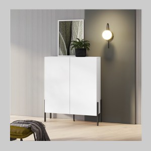 Armoire SALMA 2 portes Push-to-Open – Blanc super mat & noir mat.