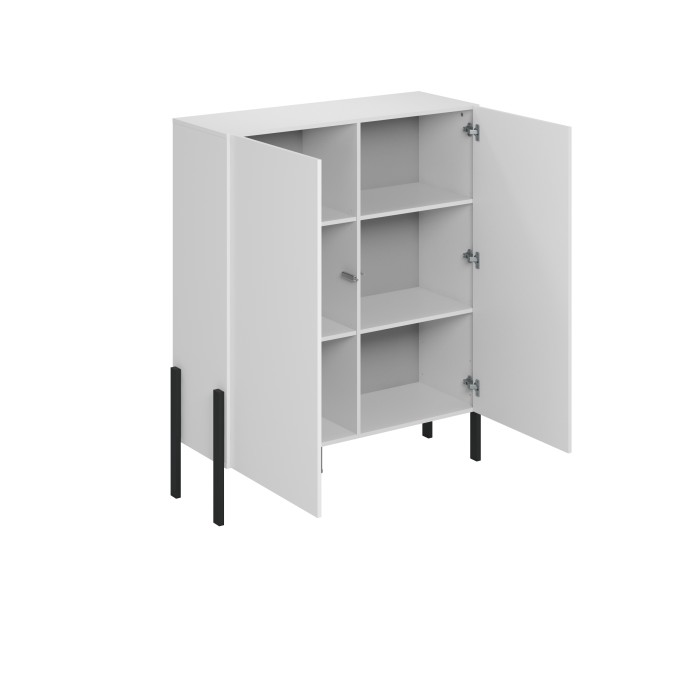 Armoire SALMA 2 portes Push-to-Open – Blanc super mat & noir mat.