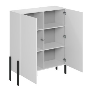 Armoire SALMA 2 portes Push-to-Open – Blanc super mat & noir mat.