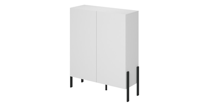 Armoire SALMA 2 portes Push-to-Open – Blanc super mat & noir mat.