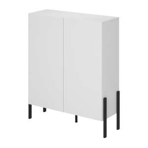 Armoire SALMA 2 portes Push-to-Open – Blanc super mat & noir mat.