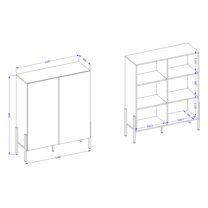 Pack salon complet collection SALMA – buffet 4 portes, armoire & buffet haut beige & noir mat