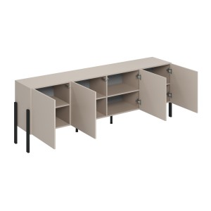 Pack salon complet collection SALMA – buffet 4 portes, armoire & buffet haut beige & noir mat