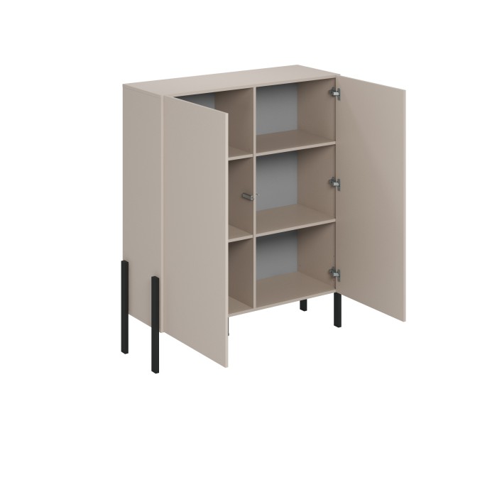 Pack salon complet collection SALMA – buffet 4 portes, armoire & buffet haut beige & noir mat