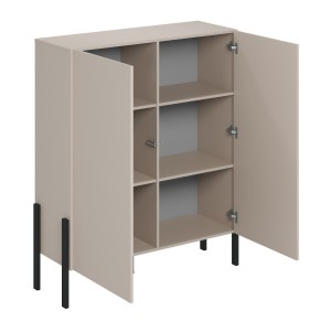 Pack salon complet collection SALMA – buffet 4 portes, armoire & buffet haut beige & noir mat