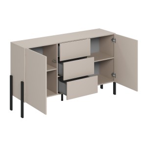 Pack salon complet collection SALMA – buffet 4 portes, armoire & buffet haut beige & noir mat