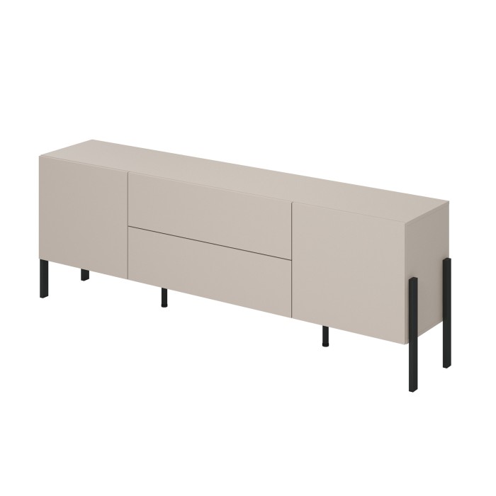 Pack salon SALMA – buffet 2 portes & 3 tiroirs et meuble TV 2 portes & 2 tiroirs beige & noir mat