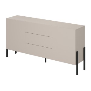 Pack salon SALMA – buffet 2 portes & 3 tiroirs et meuble TV 2 portes & 2 tiroirs beige & noir mat