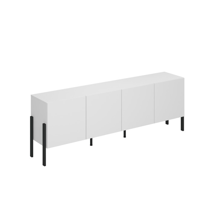 Pack salon SALMA – Buffet 4 portes, armoire 2 portes & buffet haut blanc super mat & noir mat