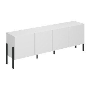Pack salon SALMA – Buffet 4 portes, armoire 2 portes & buffet haut blanc super mat & noir mat