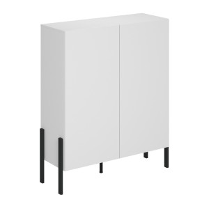 Pack salon SALMA – Buffet 4 portes, armoire 2 portes & buffet haut blanc super mat & noir mat