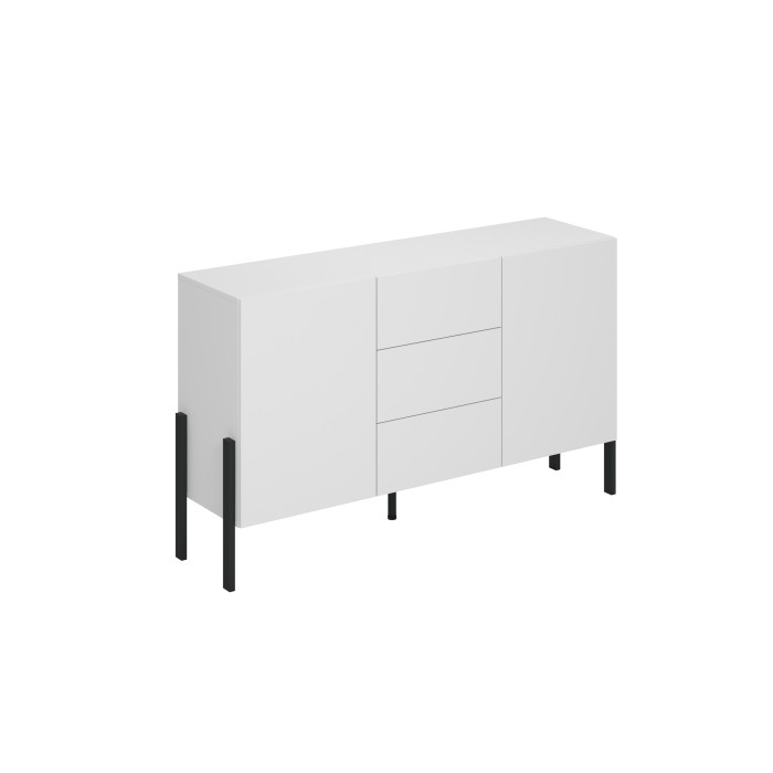 Pack salon SALMA – Buffet 4 portes, armoire 2 portes & buffet haut blanc super mat & noir mat