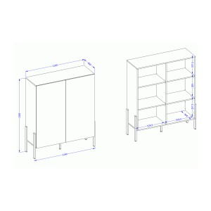 Pack salon SALMA – Buffet 4 portes, armoire 2 portes & buffet haut blanc super mat & noir mat