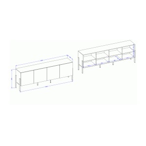 Pack salon SALMA – Buffet 4 portes, armoire 2 portes & buffet haut blanc super mat & noir mat