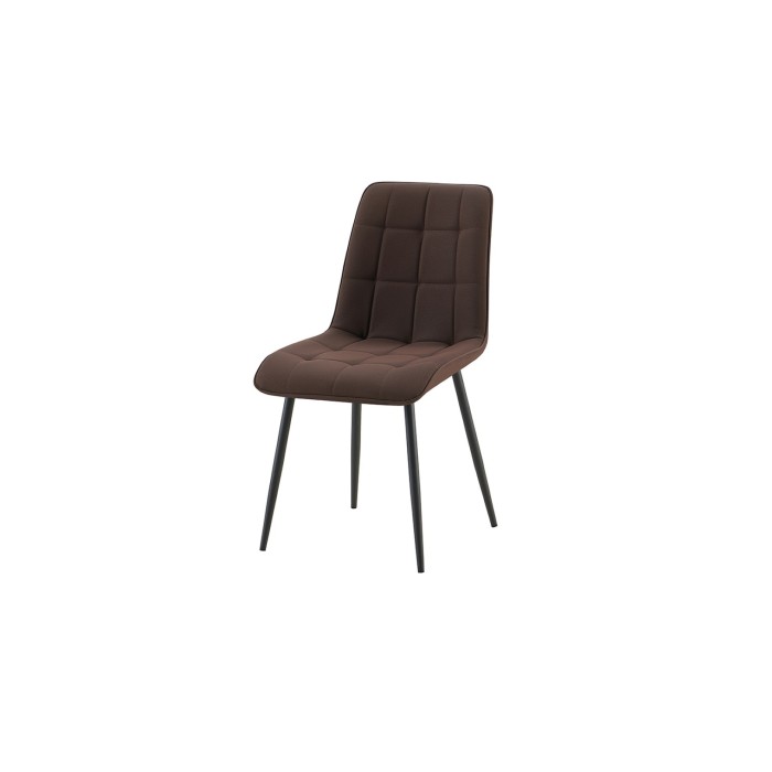 Lot de 4 chaises MIREA – Marron foncé – Design intemporel – Pieds métal – Assise PU confortable 