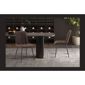 Lot de 4 chaises MIREA – Marron foncé – Design intemporel – Pieds métal – Assise PU confortable 