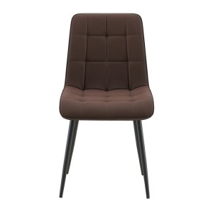 Lot de 4 chaises MIREA – Marron foncé – Design intemporel – Pieds métal – Assise PU confortable 