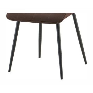 Lot de 4 chaises MIREA – Marron foncé – Design intemporel – Pieds métal – Assise PU confortable 
