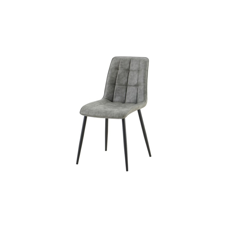 Lot de 4 chaises MIREA – Gris – Design intemporel – Pieds métal – Assise en PU facile d’entretien 