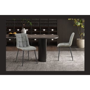 Lot de 4 chaises MIREA – Gris – Design intemporel – Pieds métal – Assise en PU facile d’entretien 