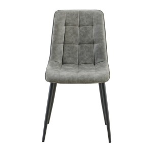 Lot de 4 chaises MIREA – Gris – Design intemporel – Pieds métal – Assise en PU facile d’entretien 
