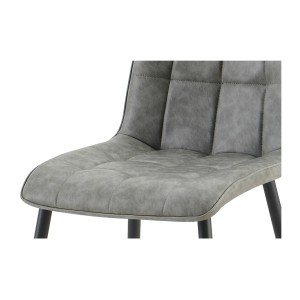 Lot de 4 chaises MIREA – Gris – Design intemporel – Pieds métal – Assise en PU facile d’entretien 