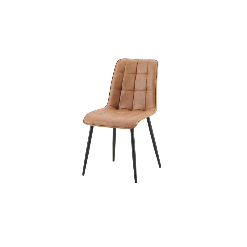 Lot de 4 chaises MIREA – Cognac – Style intemporel – Pieds métal – Revêtement PU facile à nettoyer 