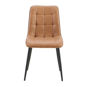 Lot de 4 chaises MIREA – Cognac – Style intemporel – Pieds métal – Revêtement PU facile à nettoyer 