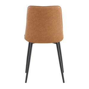 Lot de 4 chaises MIREA – Cognac – Style intemporel – Pieds métal – Revêtement PU facile à nettoyer 