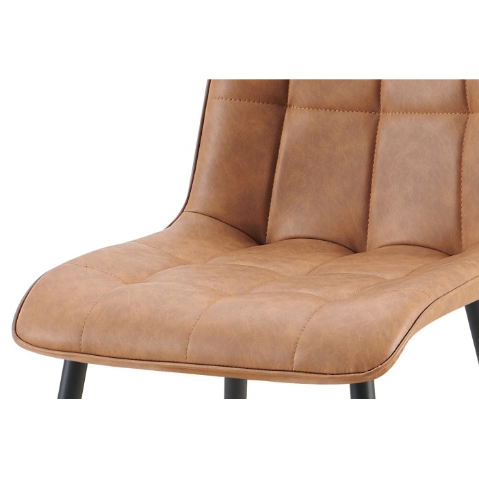 Lot de 4 chaises MIREA – Cognac – Style intemporel – Pieds métal – Revêtement PU facile à nettoyer 
