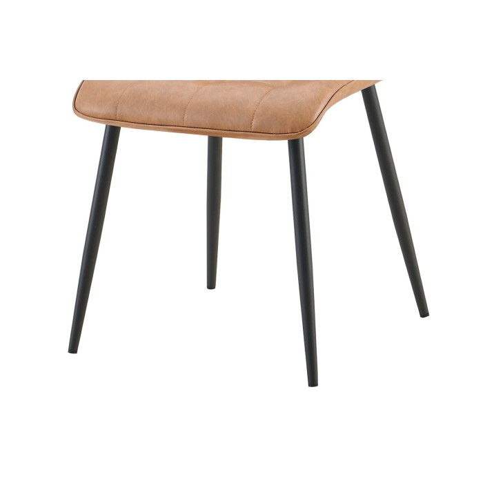 Lot de 4 chaises MIREA – Cognac – Style intemporel – Pieds métal – Revêtement PU facile à nettoyer 