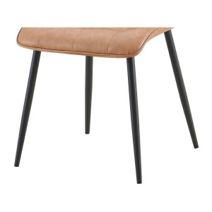 Lot de 4 chaises MIREA – Cognac – Style intemporel – Pieds métal – Revêtement PU facile à nettoyer 