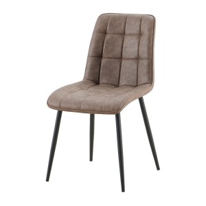 Lot de 4 chaises MIREA – Brun – Pieds métal – Design intemporel – Revêtement PU facile à entretenir 