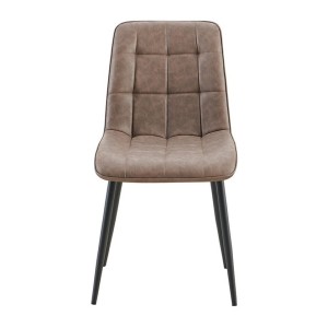 Lot de 4 chaises MIREA – Brun – Pieds métal – Design intemporel – Revêtement PU facile à entretenir 
