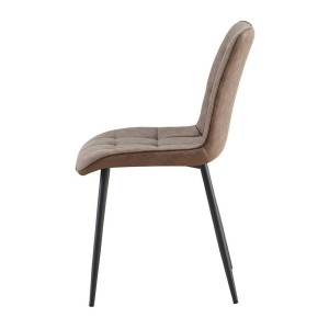 Lot de 4 chaises MIREA – Brun – Pieds métal – Design intemporel – Revêtement PU facile à entretenir 