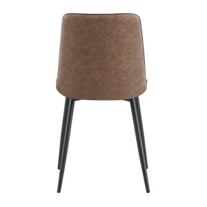 Lot de 4 chaises MIREA – Brun – Pieds métal – Design intemporel – Revêtement PU facile à entretenir 