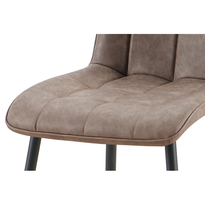 Lot de 4 chaises MIREA – Brun – Pieds métal – Design intemporel – Revêtement PU facile à entretenir 