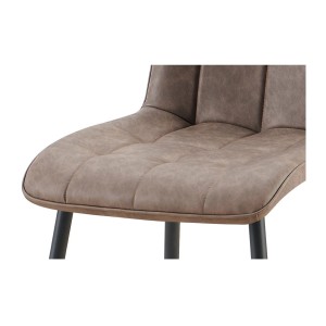 Lot de 4 chaises MIREA – Brun – Pieds métal – Design intemporel – Revêtement PU facile à entretenir 