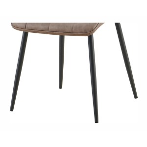 Lot de 4 chaises MIREA – Brun – Pieds métal – Design intemporel – Revêtement PU facile à entretenir 