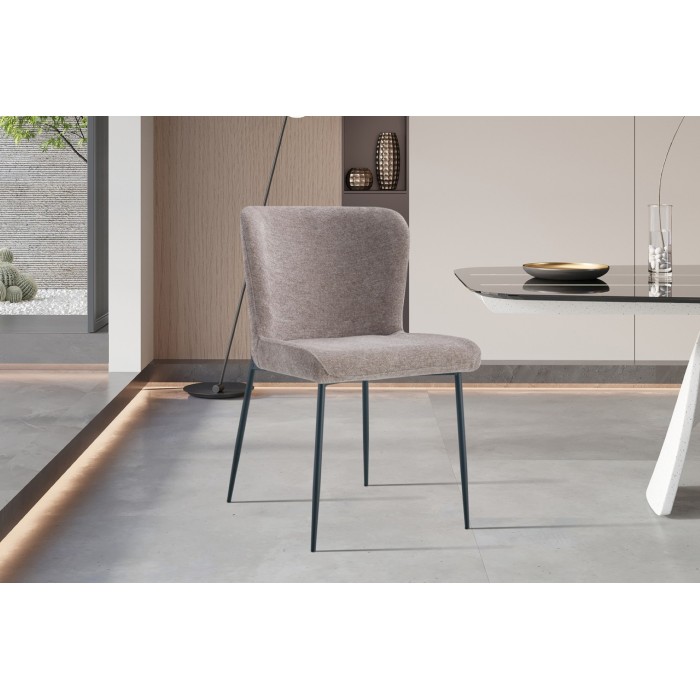 Lot de 2 chaises LISE – Tissu sable – Pieds métal – Confort moderne – Design doux et naturel 