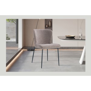 Lot de 2 chaises LISE – Tissu sable – Pieds métal – Confort moderne – Design doux et naturel 