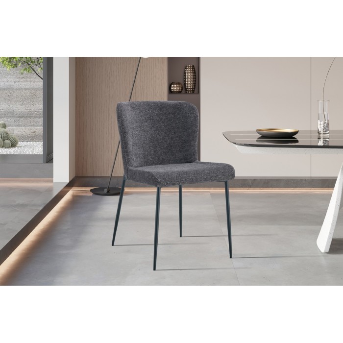 Lot de 2 chaises LISE – Tissu gris foncé – Pieds métal – Confort moderne – Design sobre et élégant 
